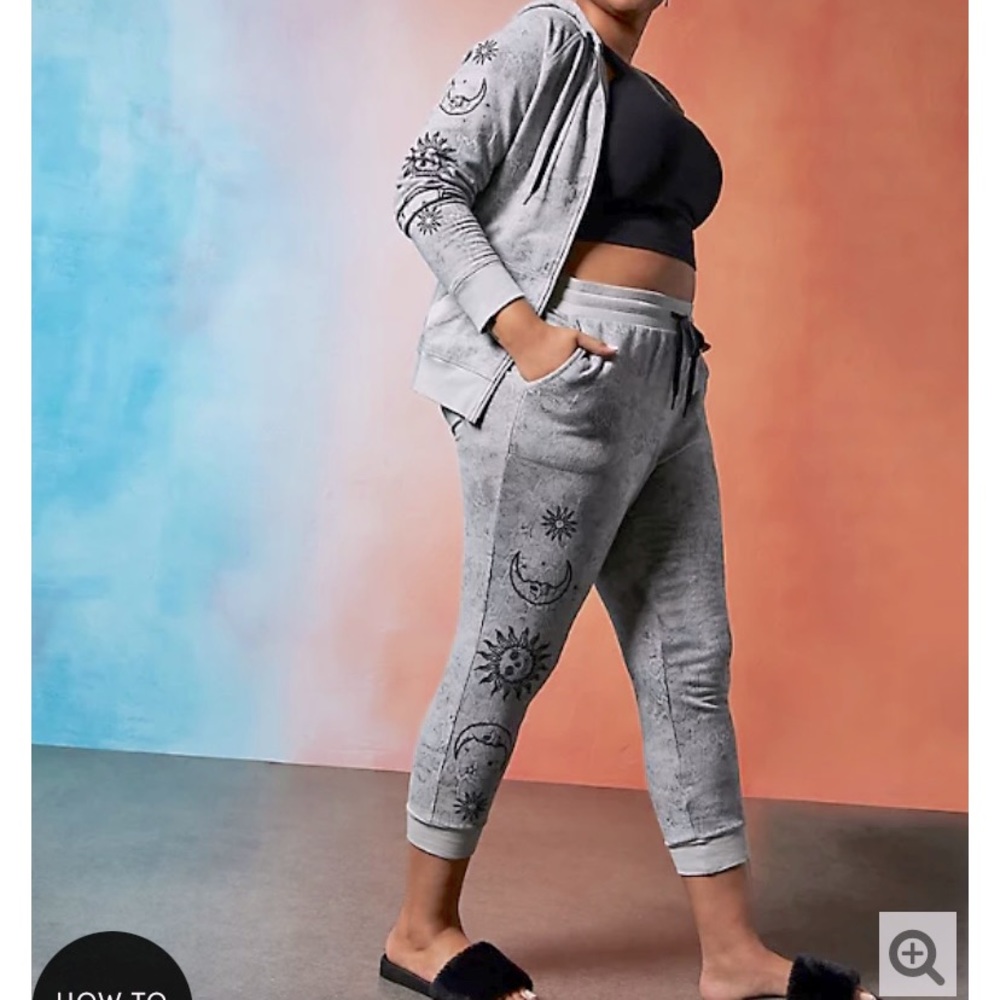 LOVESICK SUN & MOON GREY WASH FRENCH TERRY JOGGER